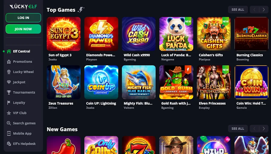 LuckyElf Casino games
